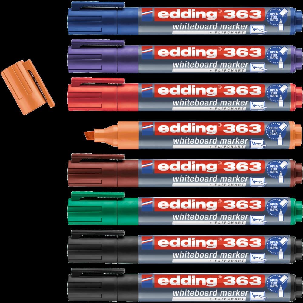 edding 363 Whiteboard Marker Chisel Tip 1-5 mm Assorted Colours Pack of 8 - Image 1