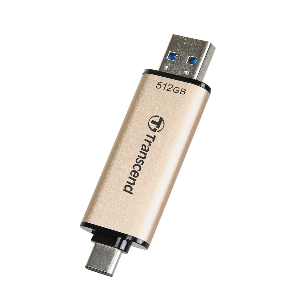 512GB Transcend JetFlash 930C 2-In-1 USB3.2 Flash Drive, Gold - Image 1