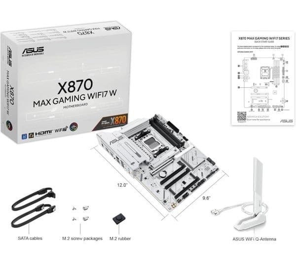 ASUS X870 MAX GAMING WIFI7 W AMD AM5 ATX Motherboard - White - Image 2
