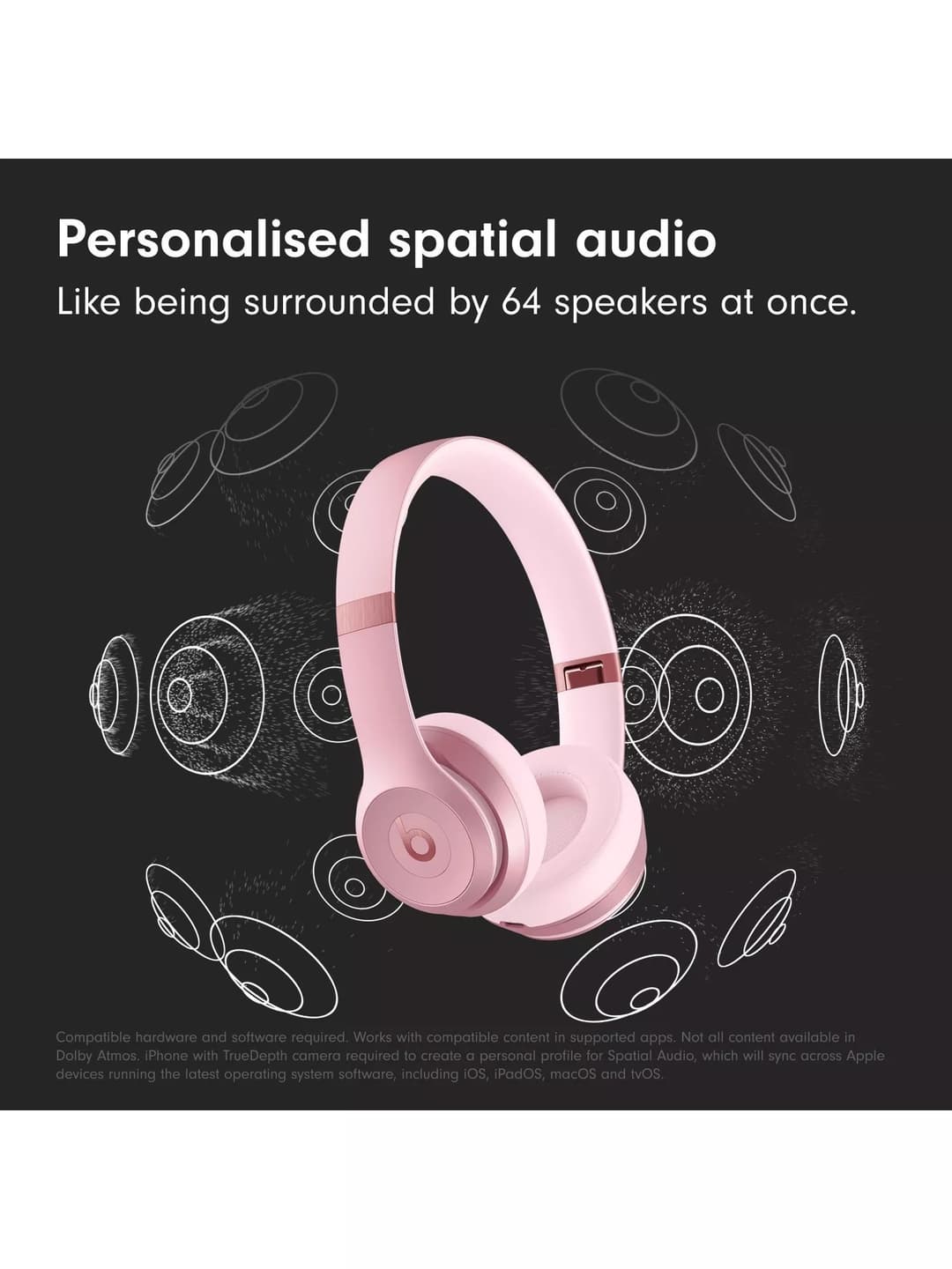 Beats Solo 4 Wireless Bluetooth On-Ear Headphones with Mic/Remote, Metallic Pink - Image 2
