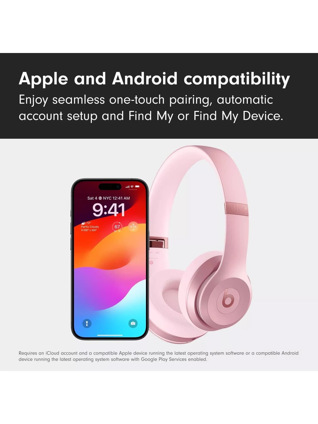 Beats Solo 4 Wireless Bluetooth On-Ear Headphones with Mic/Remote, Metallic Pink - Image 6