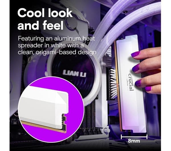 CRUCIAL Pro Overclocking 32 GB 6400 MHz DDR5 CL38 Memory Kit - 16 GB x 2, White - Image 5