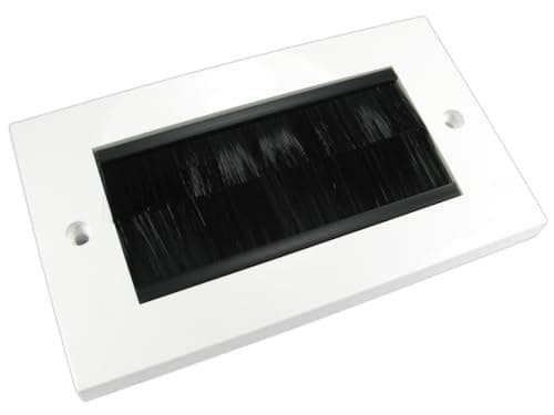 kenable Black Brush Faceplate for Cable Exit/Wall Outlet UK Double Gang - White - Image 2