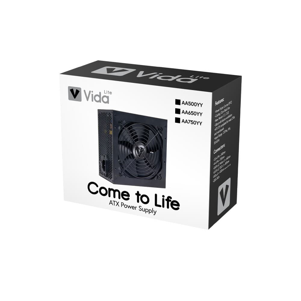 Vida Lite 500W ATX Power Supply Unit 24 Pin ATX - Black - Image 2