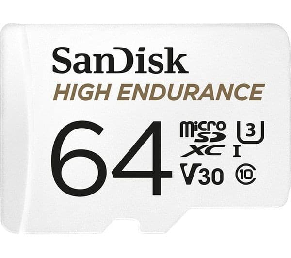 SanDisk High Endurance 64GB microSDXC Memory Card Class 10 UHS-I U3 V30 with SD Adapter - Image 1