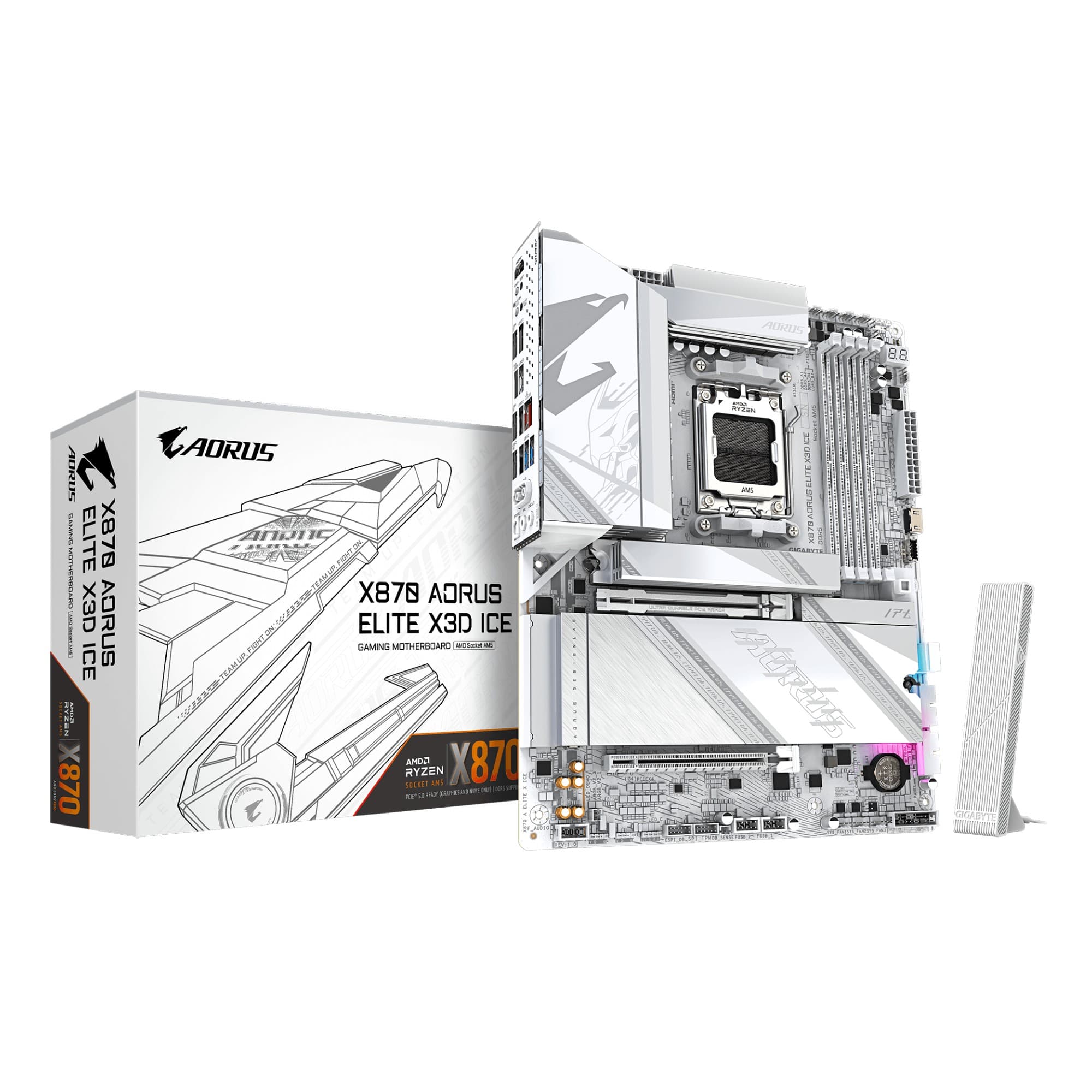 GIGABYTE X870 AORUS ELITE X3D ICE AMD X870 ATX Socket AM5 Motherboard - White