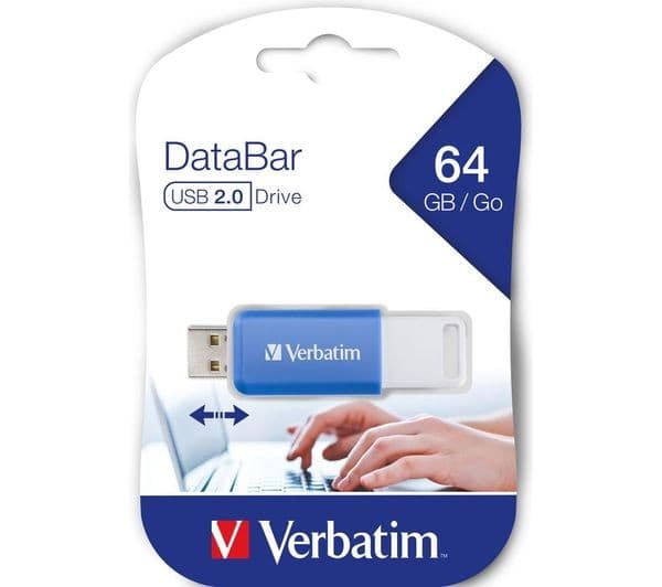 VERBATIM DataBar USB 2.0 Memory Stick - 64 GB, Blue - Image 3