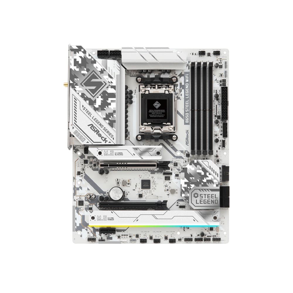 Asrock B650 Steel Legend WiFi DDR5 ATX AMD Socket AM5 Motherboard - White - Image 2