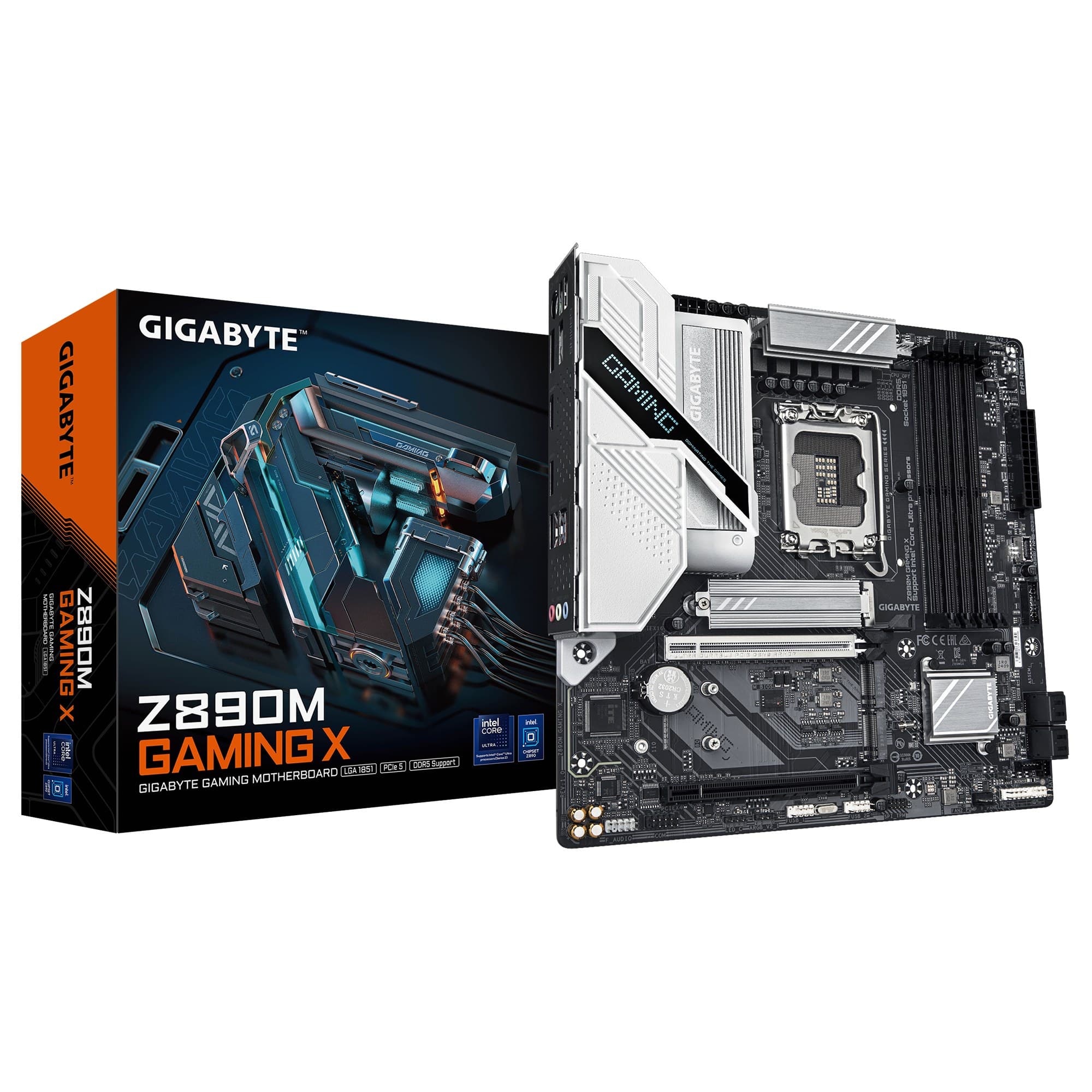 GIGABYTE Z890M GAMING X Motherboard - Intel Z890, LGA1851 Socket, Micro ATX - Supports Intel Core Ultra (Series 2) CPUs, 8+1+2 phases VRM, up to 8800MHz DDR5 (OC), 1xPCIe 5.0 + 2xPCIe 4.0, 2.5GbE LAN, USB 3.2 Gen 1