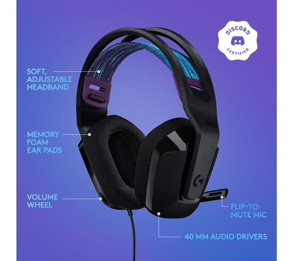 Logitech G335 Wired Gaming Headset 3.5mm - Black - Image 6
