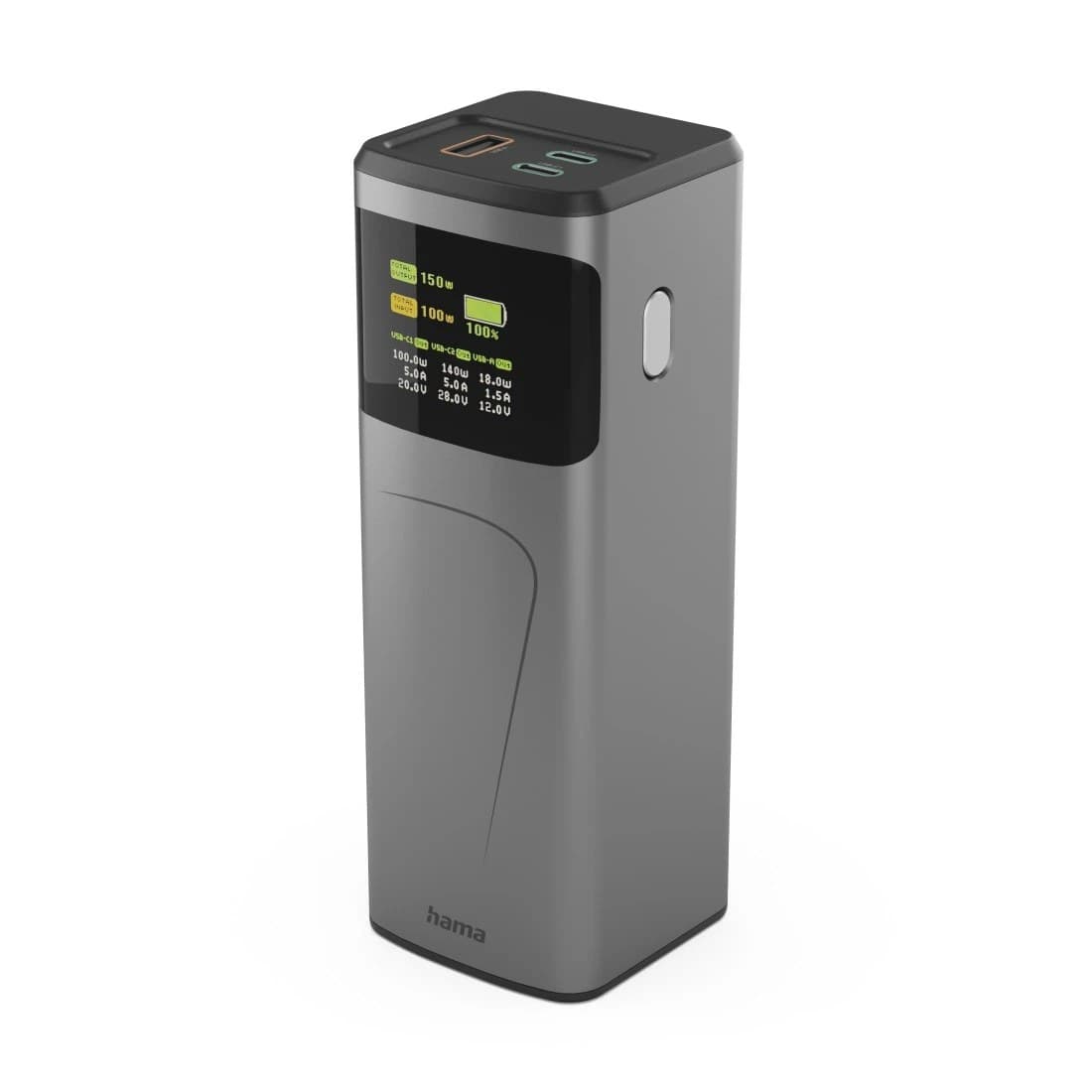 Hama High Power Power Pack, 24000 mAh, 150 W - Grey