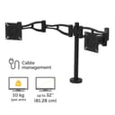 Fellowes Vista Dual Monitor Arm - Monitor Mount for 10KG 26 inch Screens - Ergonomic Adjustable Monitor Arm Desk Mount - Pan 180° Rotation 360°, VESA 75 x 75/100 x 100 - Black thumbnail 3
