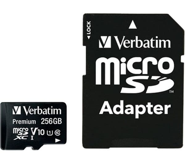 Verbatim Premium Class 10 UHS-I U1 V10 microSD Memory Card with SD Adapter - 256GB