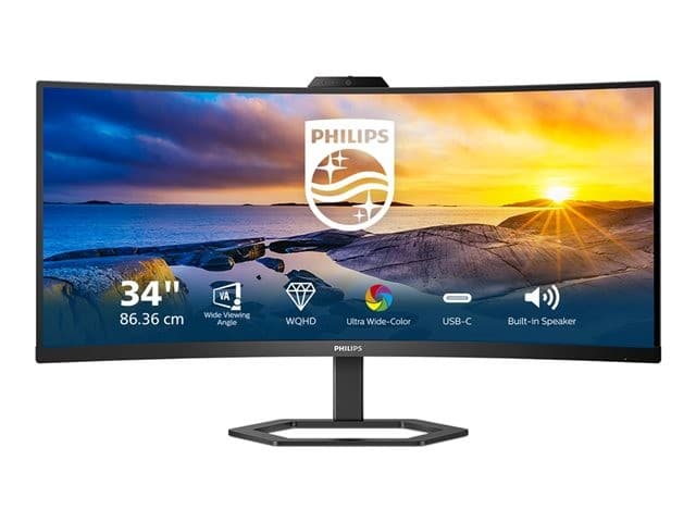 Philips 34E1C5600HE 34" Curved WQHD Monitor with Webcam Textured Black