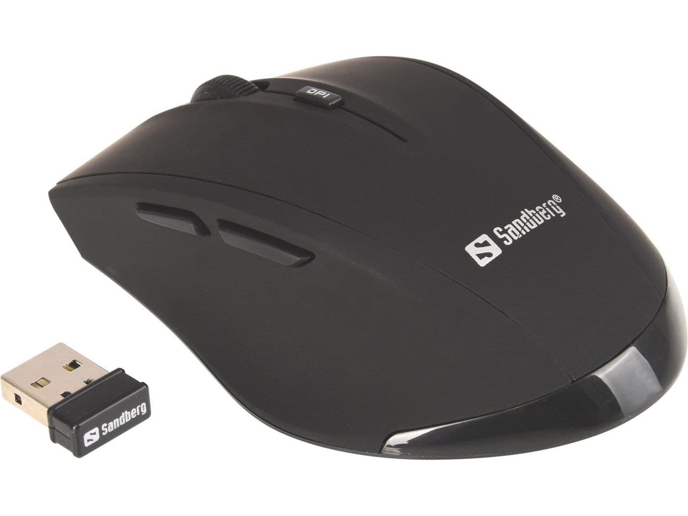 Sandberg Wireless Mouse Pro (630-06) Optical Mouse, 2.4GHz USB Receiver, 1600 DPI, 5 Buttons, Black