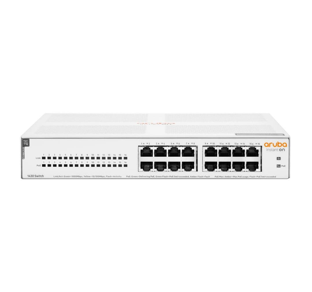 HPE Aruba Instant On 1430 16G 16-Port Gigabit PoE Switch - White - Image 1