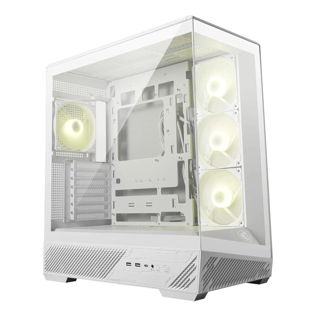 MSI MAG PANO 130R PZ ARGB Tempered Glass Mid Tower PC Case - White - Image 1