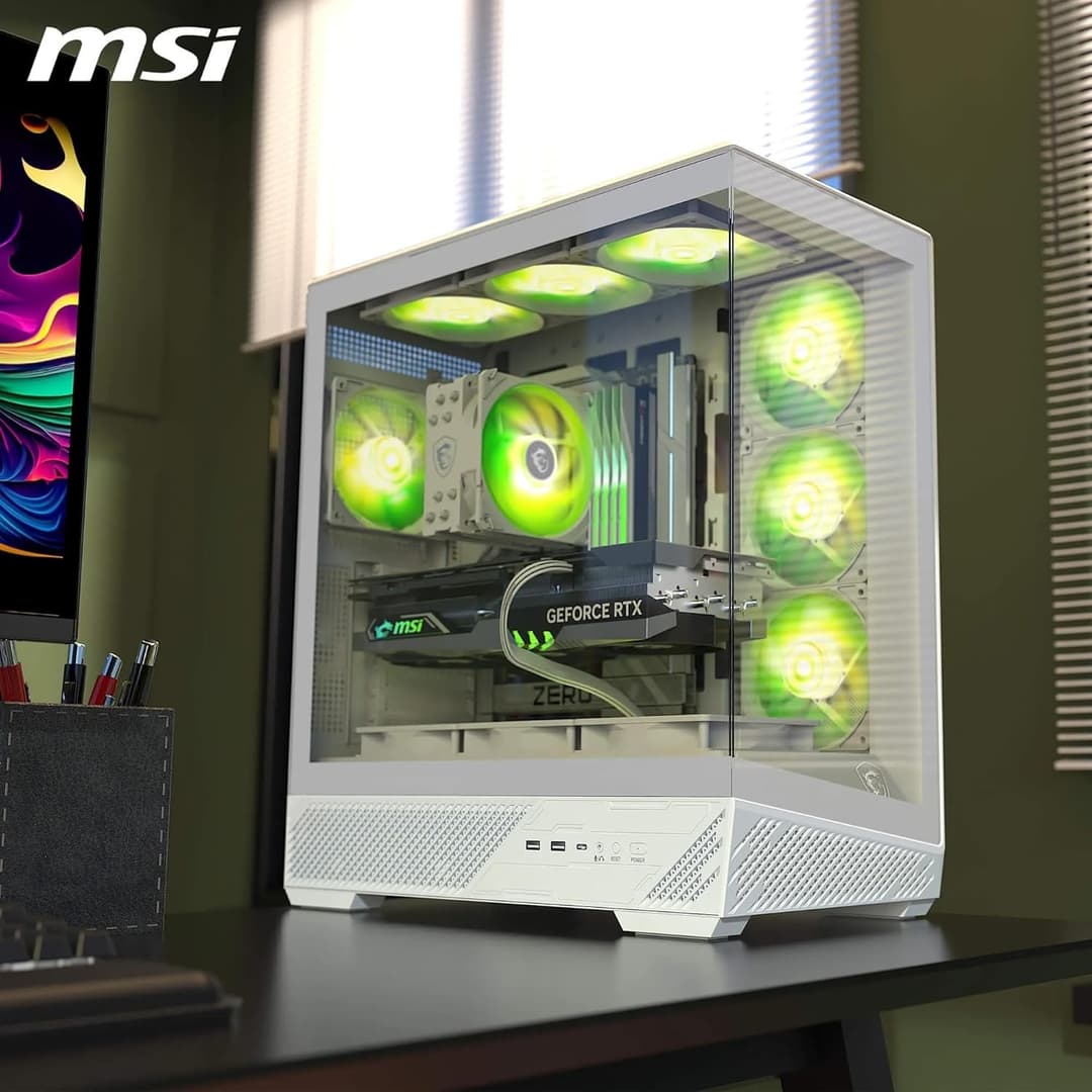 MSI MAG PANO 130R PZ ARGB Tempered Glass Mid Tower PC Case - White - Image 2