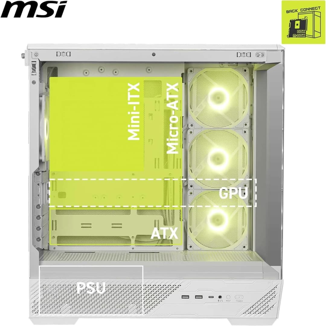 MSI MAG PANO 130R PZ ARGB Tempered Glass Mid Tower PC Case - White - Image 5