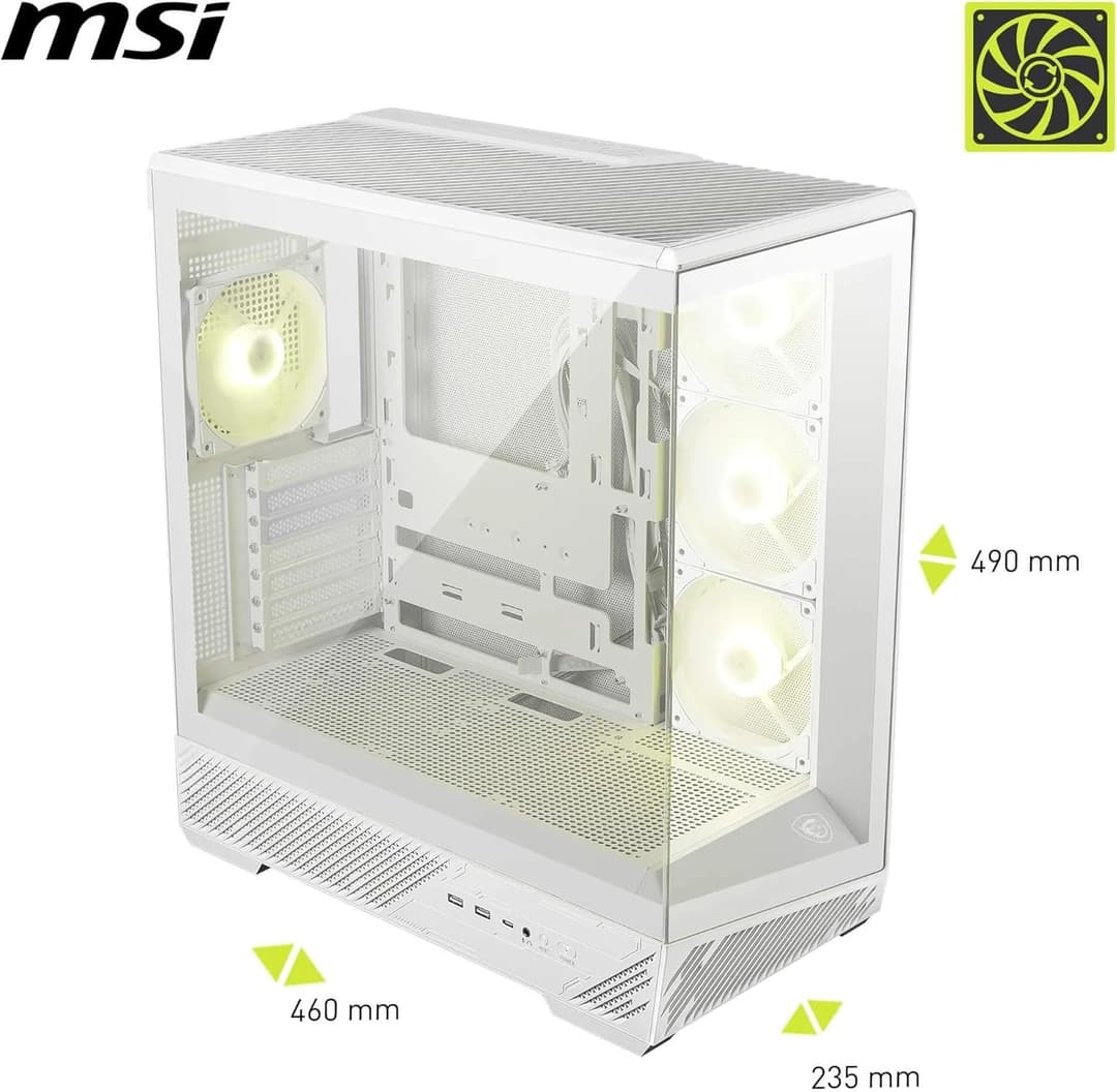 MSI MAG PANO 130R PZ ARGB Tempered Glass Mid Tower PC Case - White - Image 7