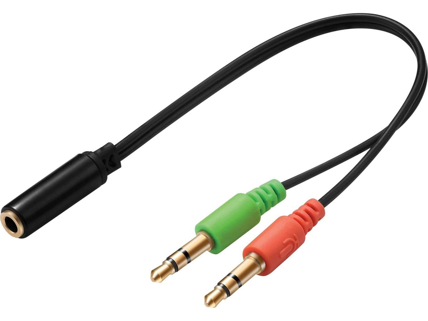 Sandberg Headset Converter (Mobile) to PC - 3.5mm Female to 2 x 3.5mm Male Mic & Headphone Adapter, Black (508-67)