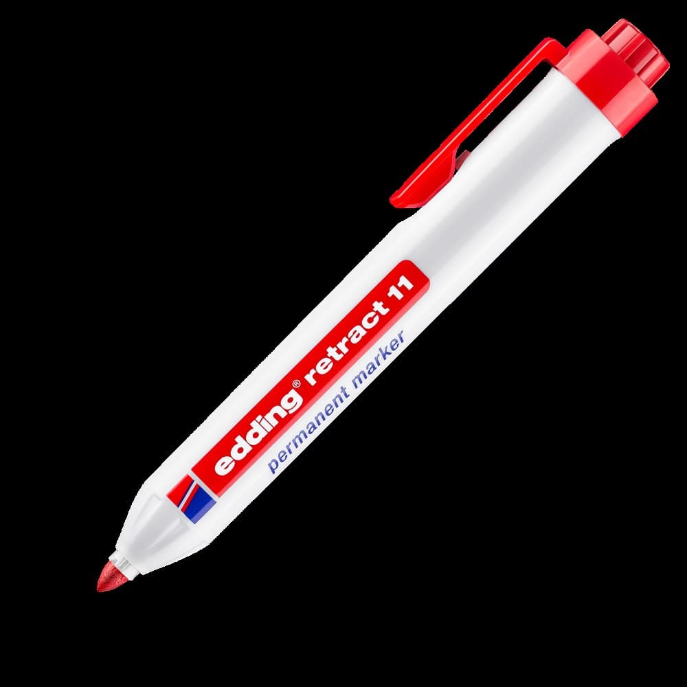 edding 11 Retract Permanent Marker Red Box of 10 - Image 1