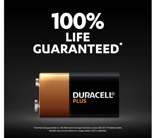 DURACELL Plus 9V Alkaline Battery - Pack of 2 - Image 3