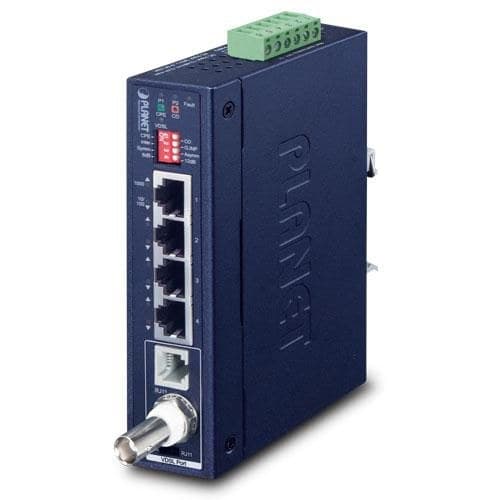 PLANET IVC-234GT IP30 Industrial 1-Port BNC/RJ11 to 4-Port 10/100/1000T Gigabit Ethernet VDSL2 Extender (-40 to 75C)
