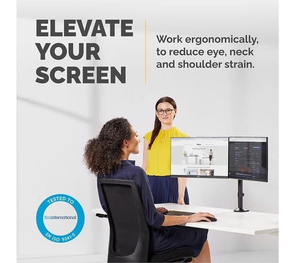 FELLOWES Reflex Dual Arm Tilt & Swivel 27" Monitor Desk Mount - Image 2