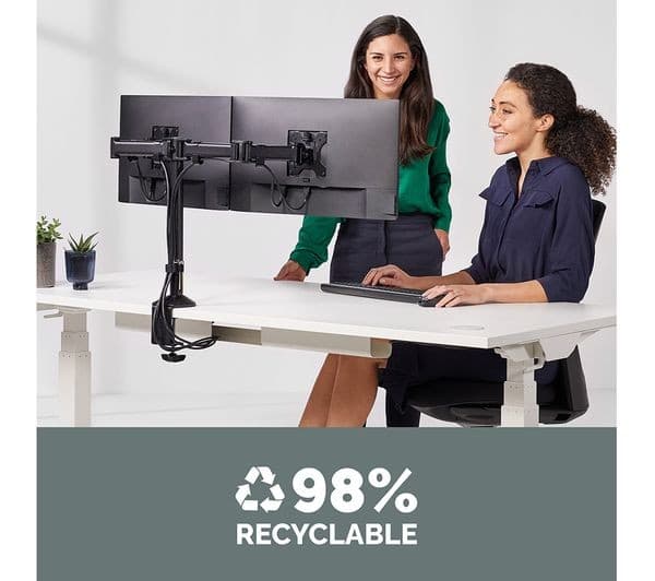 FELLOWES Reflex Dual Arm Tilt & Swivel 27" Monitor Desk Mount - Image 5