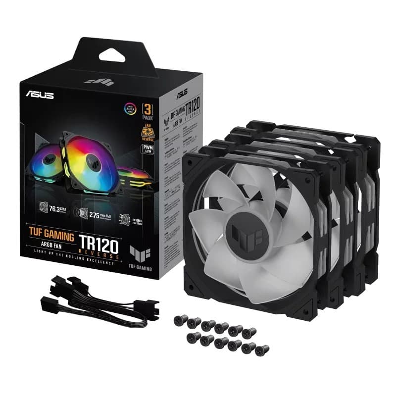 ASUS TUF Gaming TR120 ARGB Reverse Case Fan - Black 3-Pack - Image 6