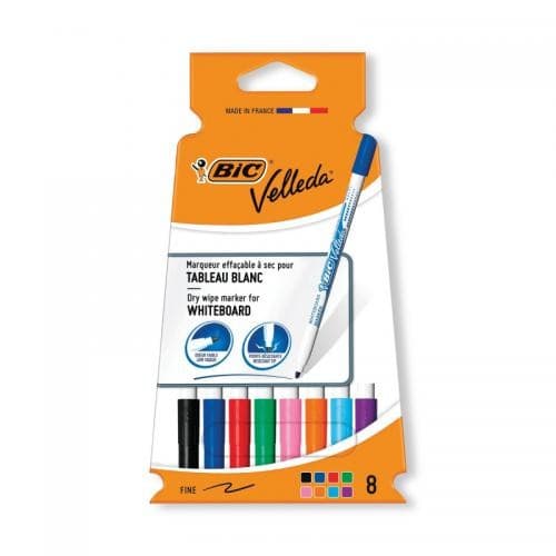 BIC Velleda 1721 Whiteboard Marker - Assorted Colours (Pack of 8) - Image 1