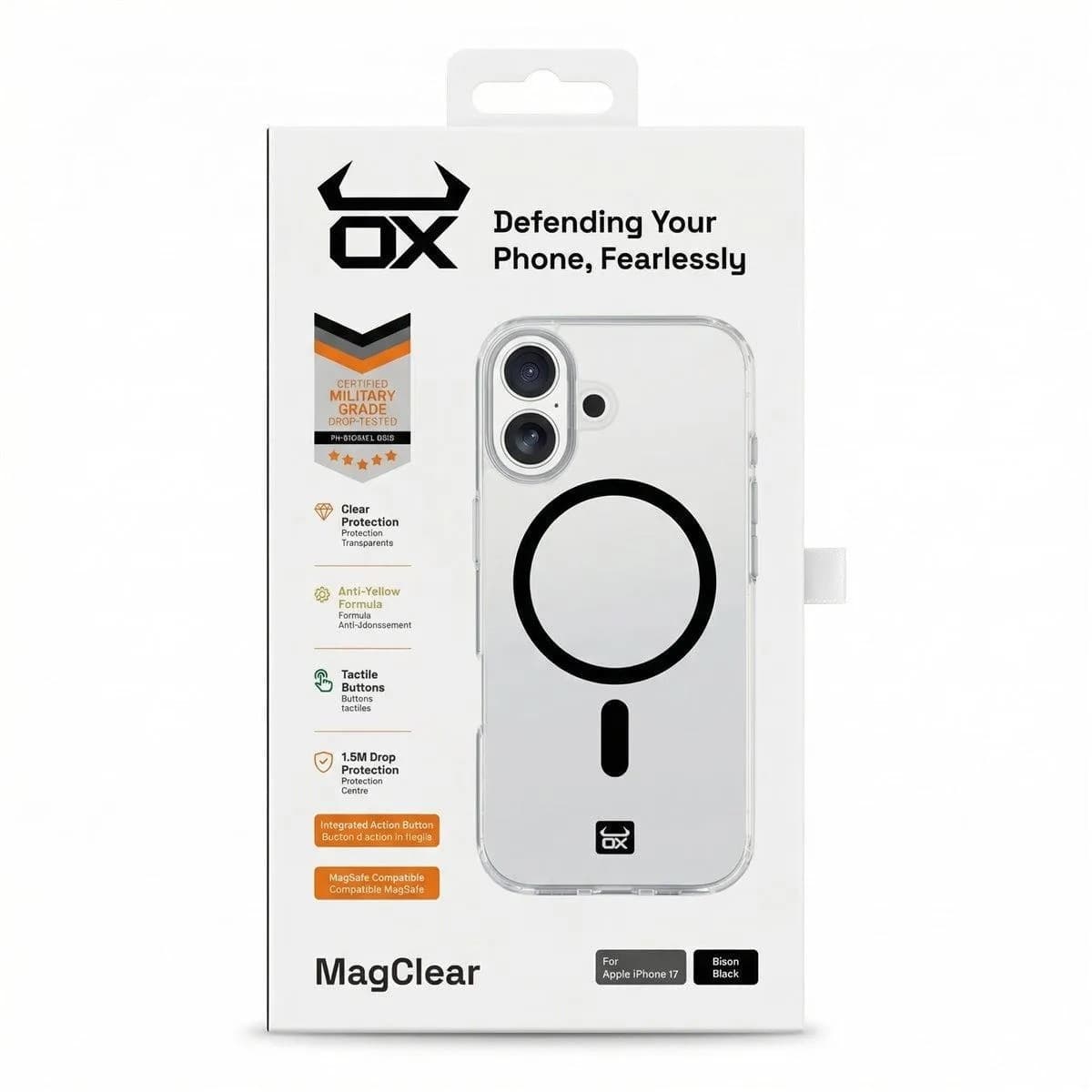 OX MagClear MagSafe Case for Apple iPhone 17 - Black