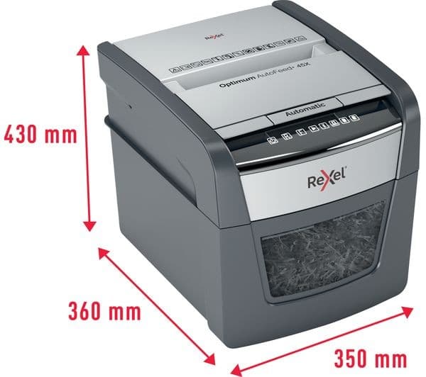 REXEL Optimum AutoFeed+ 45X Cross Cut Paper Shredder (2020045X) - Image 3