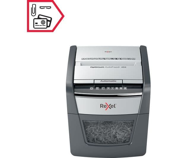 REXEL Optimum AutoFeed+ 45X Cross Cut Paper Shredder (2020045X) - Image 5