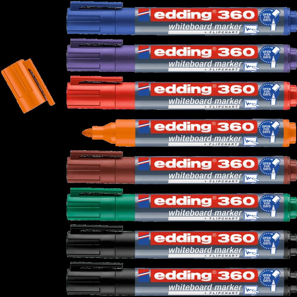 edding 360 Whiteboard Marker Assorted Colours Round Nib 1.5-3 mm Pack of 8