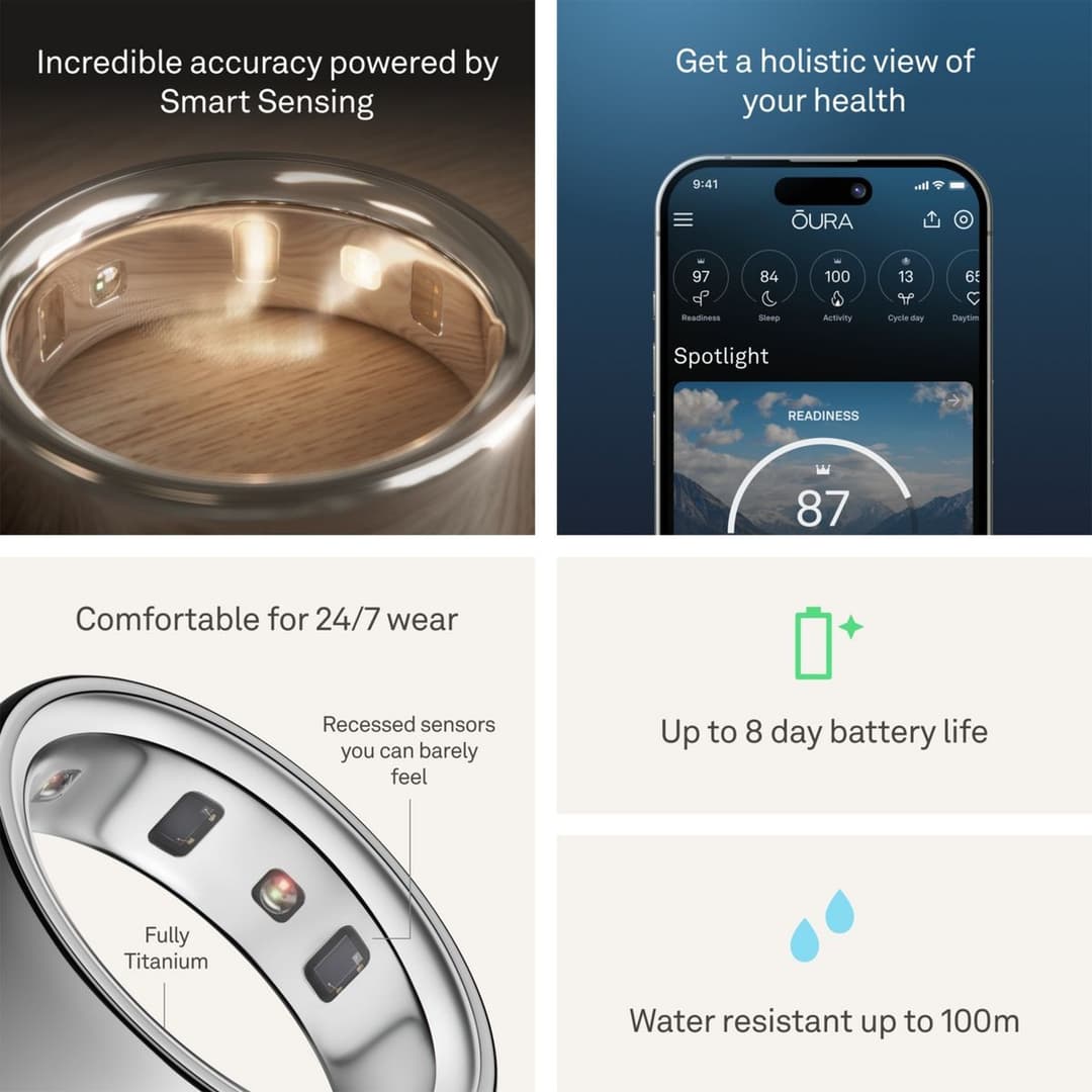 Oura Ring 4 Smart Ring - Silver, Size 6 - Image 6