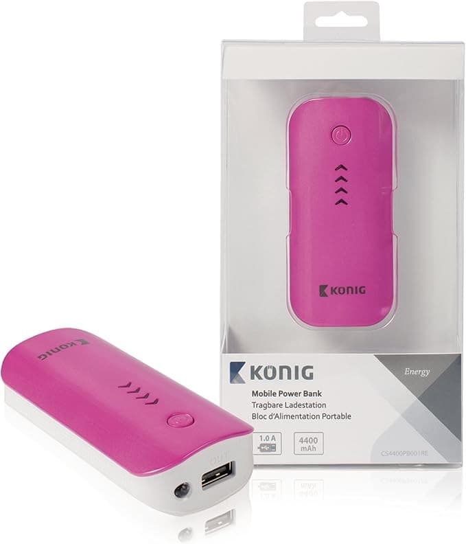 König Royal CS4400PB001 4400mAh Power Bank - Pink - Image 2