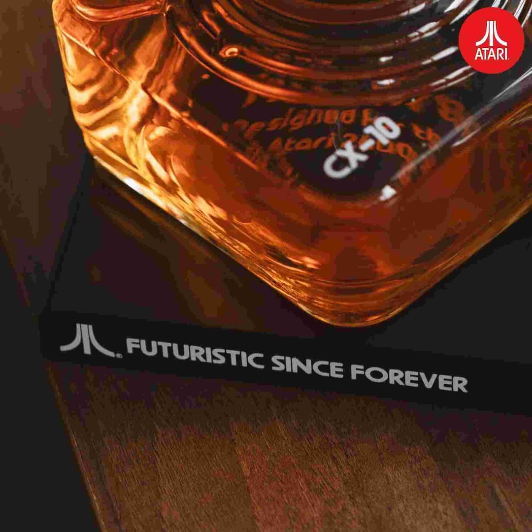 Official Atari CX-10 Joystick Decanter Set 750ml with 2 x 300ml Action Button Whisky Glasses & CX78+ Tray - Image 4