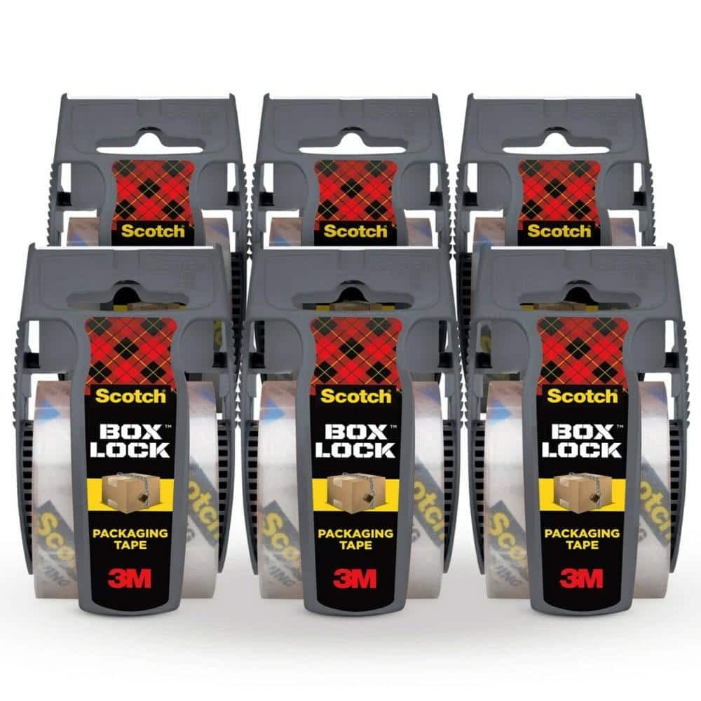 Scotch Box Lock Shipping Packaging Tape 195-6-EF with Dispensers, Clear, 48 mm x 20.3 m (1.88 in x 22.2 yds), 6 Pack - Image 4