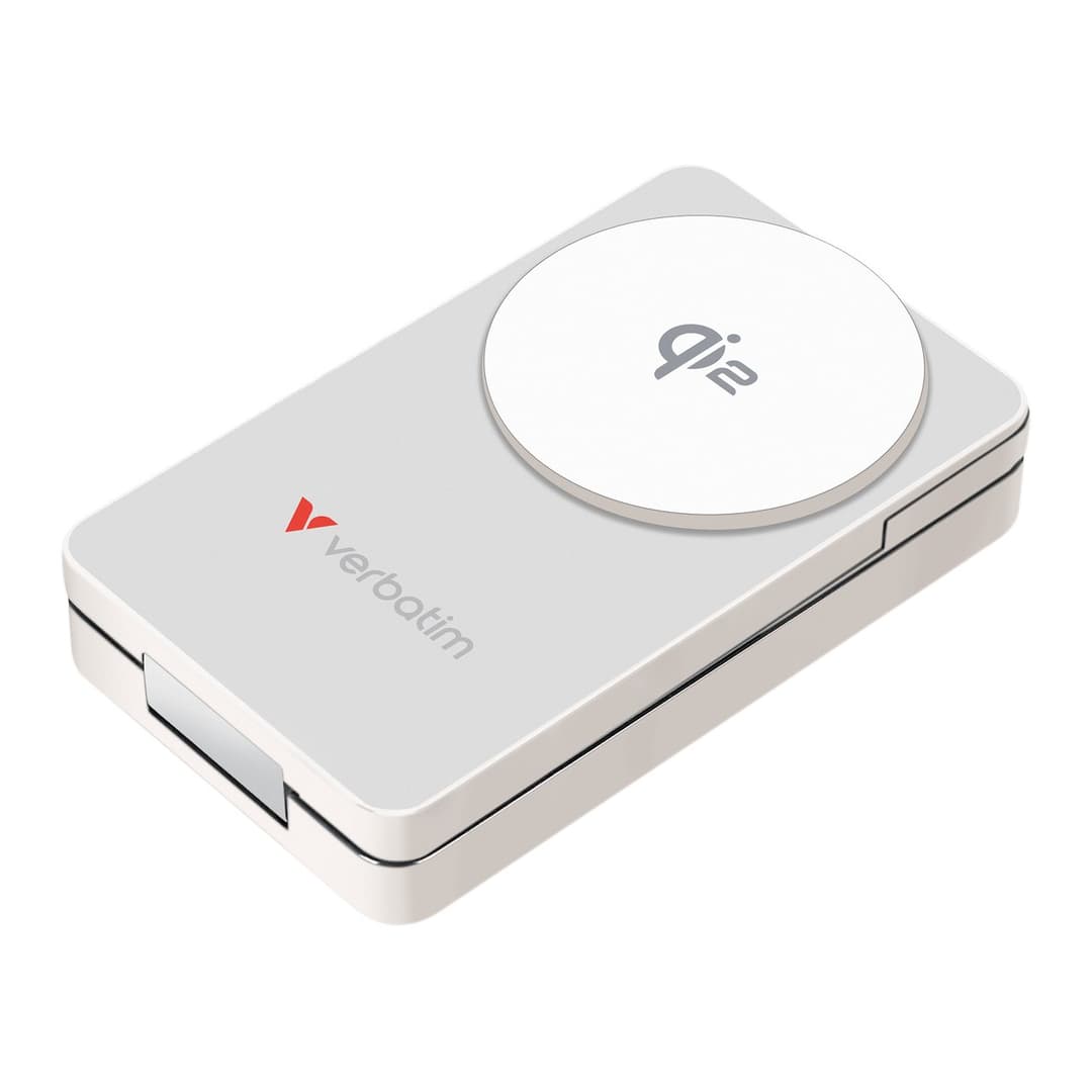 Verbatim Charge 'n' Go Qi2 Magnetic Wireless Power Bank 10000mAh White - Image 2