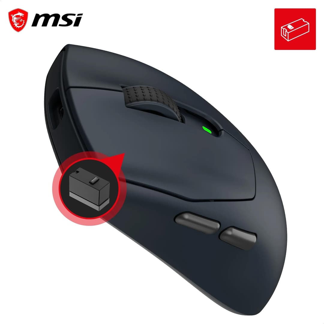 MSI FORGE GM340 Wireless Gaming Mouse, 12000 DPI, 2.4GHz + Bluetooth, 57g - Navy - Image 4