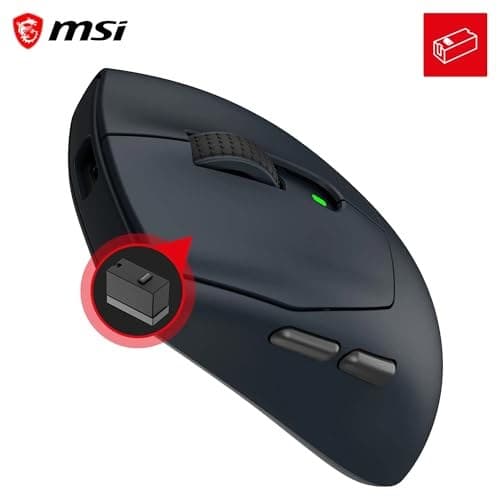 MSI FORGE GM340 Wireless Gaming Mouse, 12000 DPI, 2.4GHz + Bluetooth, 57g - Navy - Image 5