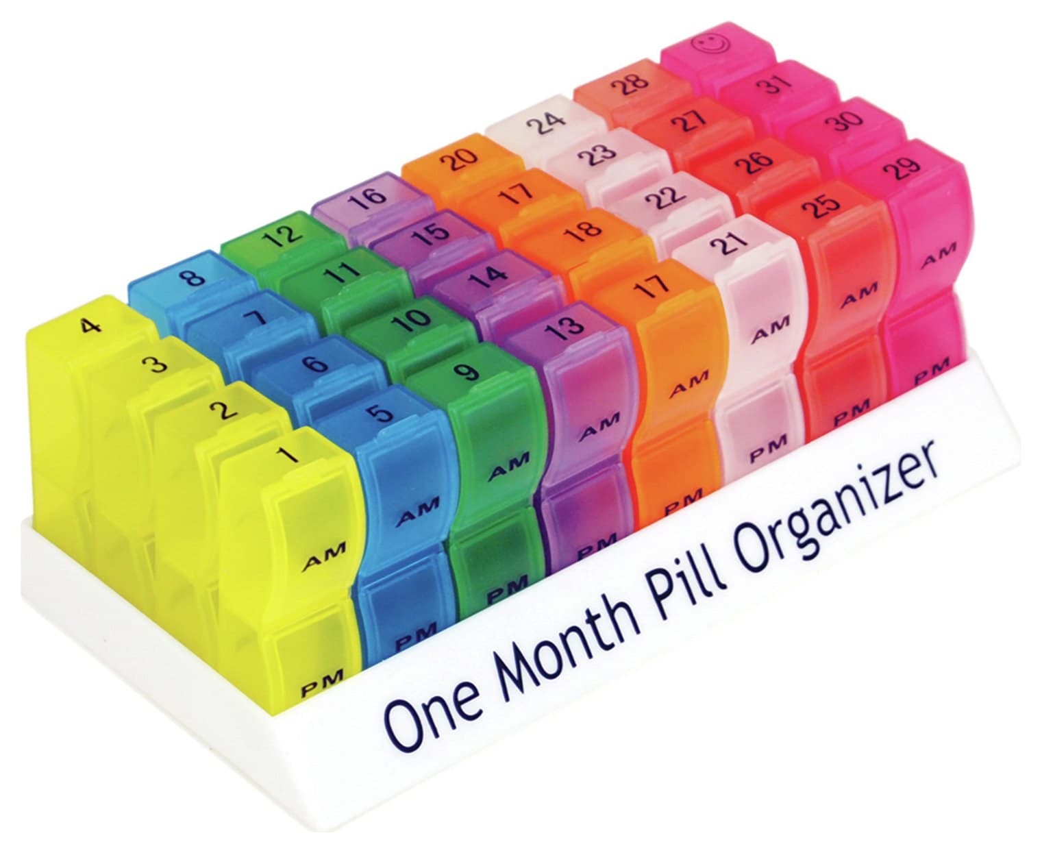 One Month Pill Tablet Container Box 31 Day Organiser 64 Compartments Am