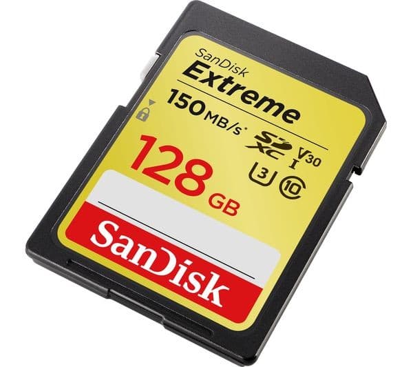 SanDisk Extreme 128GB SDXC UHS-I Memory Card (180MB/s, U3, V30, Class 10)