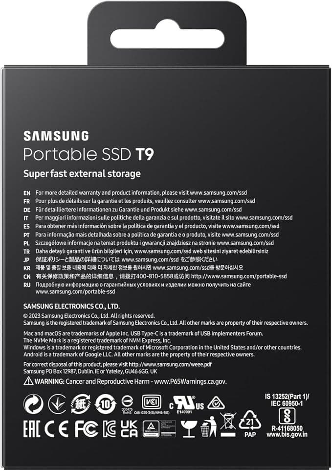 Samsung T9 Portable SSD 2TB – USB 3.2 External SSD, Up to 2000MB/s (MU-PG2T0B) - Image 5