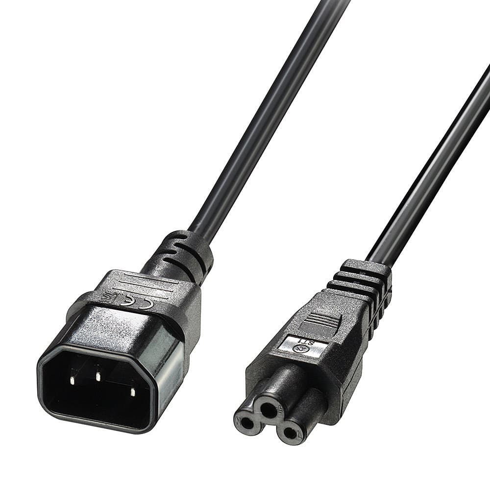 Lindy 1m C5 to C14 Mains Cable, lead free - Image 1