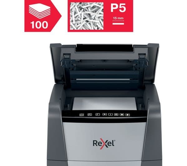 REXEL Optimum AutoFeed+ 100M 34L P5 Micro Cut Paper Shredder - Image 7