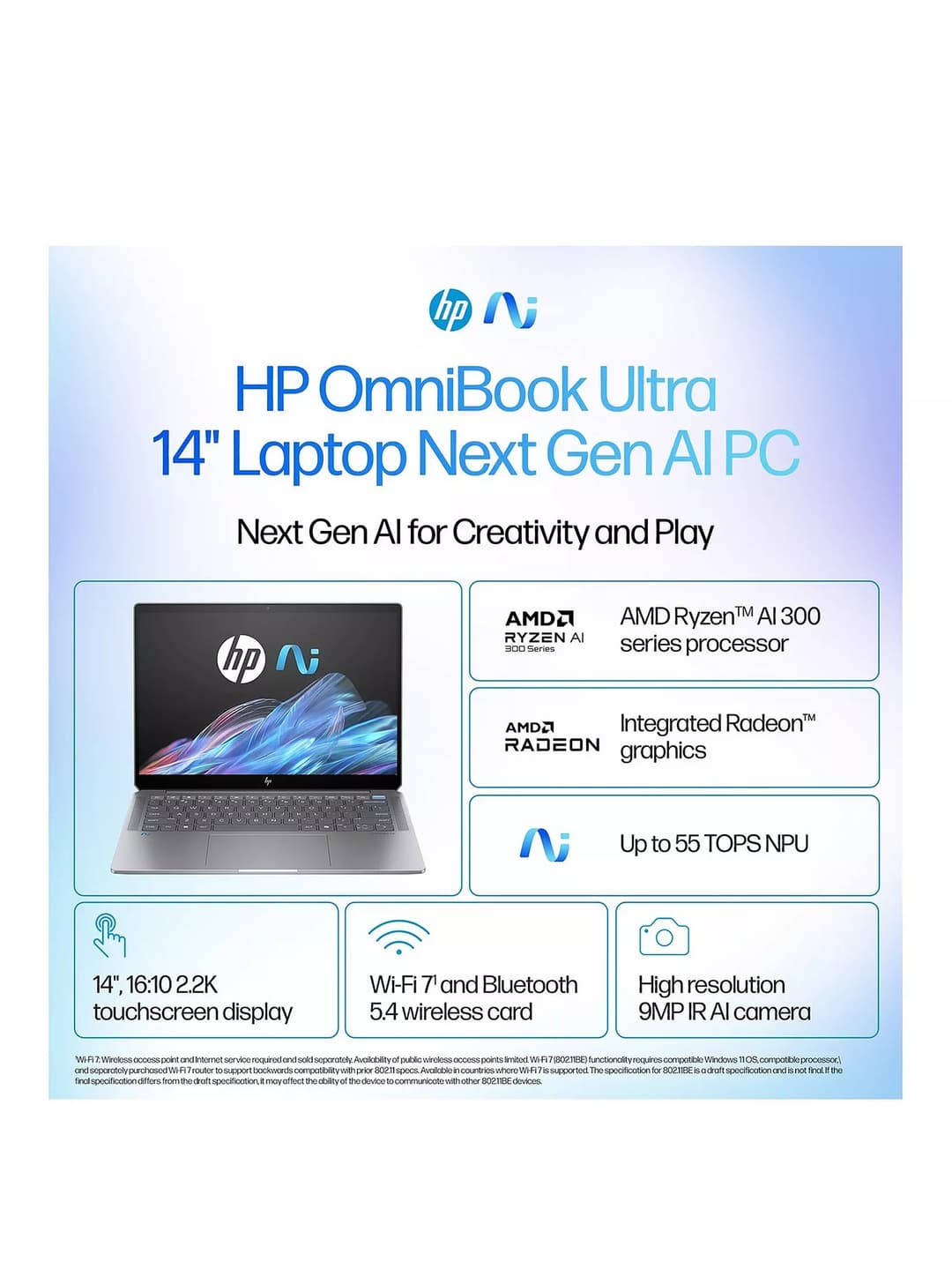 HP OmniBook Ultra 14-fd0001na Copilot+ PC Ryzen AI 9 16GB 1TB Touch Laptop - Silver - Image 3