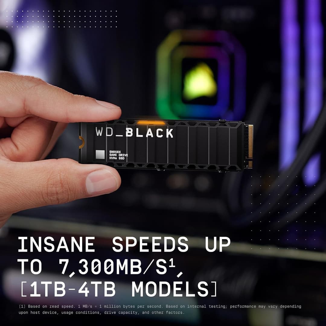 Western Digital Black SN850X with Heatsink M.2 2280 PCI Express 4.0 x4 NVMe Solid State Drive 1TB - Image 4